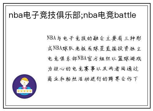 nba电子竞技俱乐部;nba电竞battle